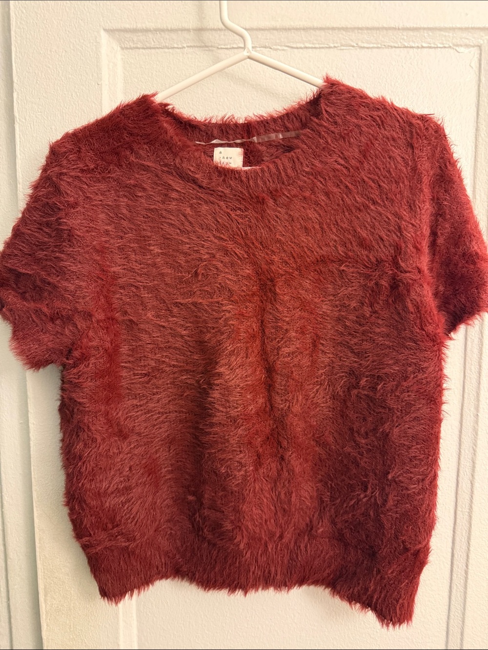 a new day Fuzzy Short-Sleeve Sweater - Rust